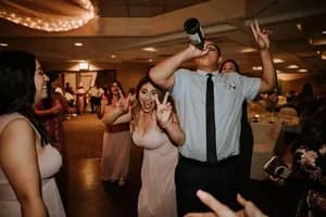 The couple photographed from the crowd during the first dance