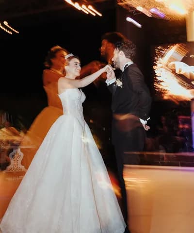 The first dance under the chandelier, caught from the crowd